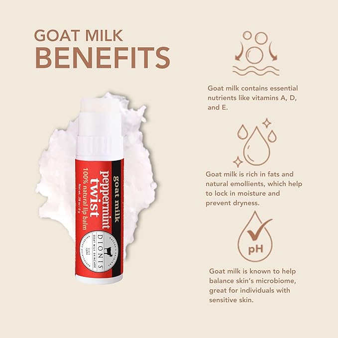 Dionis Goat Milk Lip Balm Peppermint Twist 0.28oz (Pack of 6)