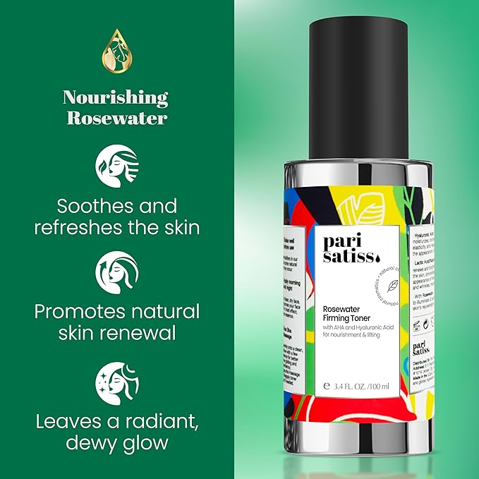 Hydrating Toner for Face with Rose Water, Hyaluronic Acid & Glycerin – Moisturizing Facial Toner for Dry & Sensitive Skin, Gentle Daily Skin Care, Glow Boosting Toner, 3.4 oz