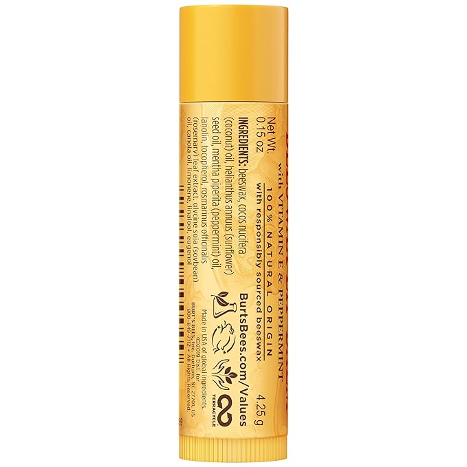 Burt's Bees Lip Balm - Original Beeswax, Lip Moisturizer With Responsibly Sourced Beeswax, Tint-Free, Natural Origin Conditioning Treatment, 4 Tubes, 0.15 oz.