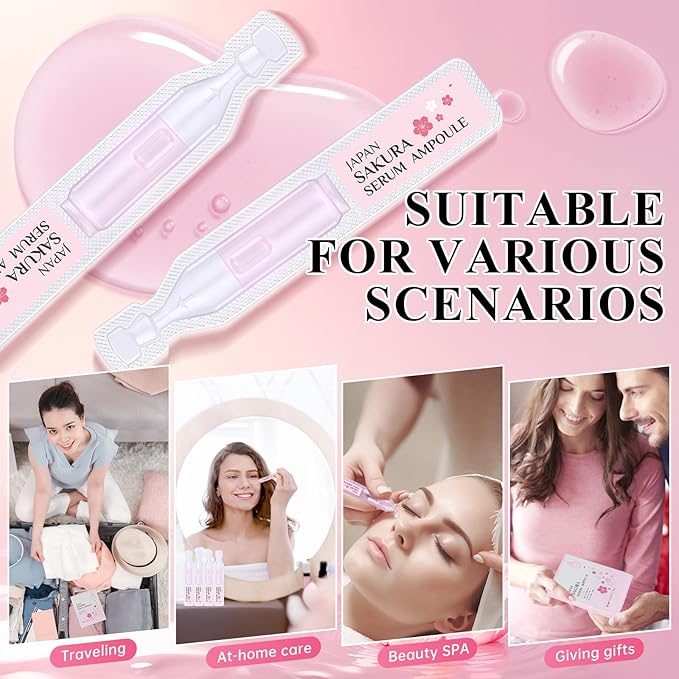 Sakura stem cell serum for face - with Hyaluronic Acid, Niacinamide & vitamin c Facial Serum for Restore smooth skin & Anti Aging & Cell renewal & Enhance skin elasticity, ultra hydrating serum 20 pcs