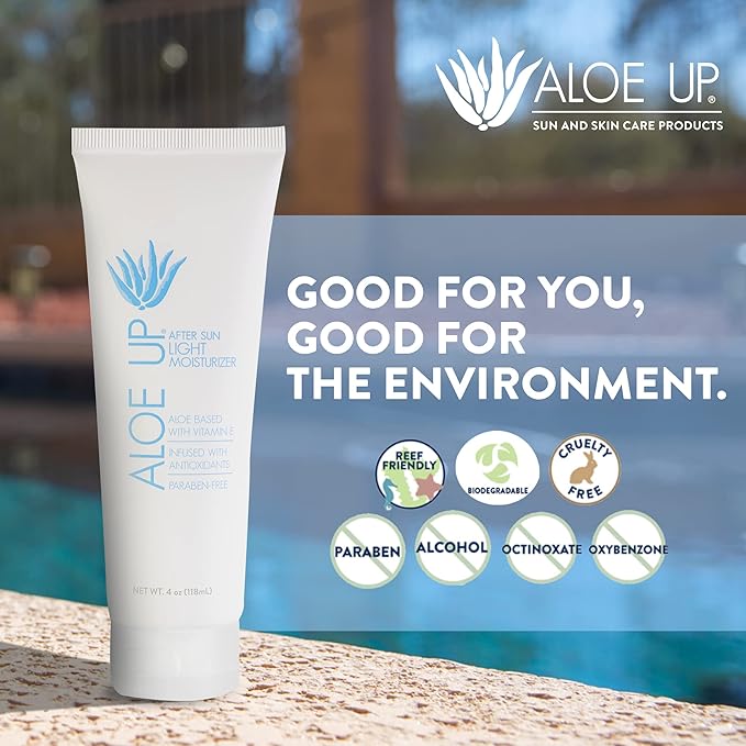 ALOE UP Spa Collection After Sun Light Moisturizer – Hydrating Aloe Vera Lotion with Vitamin E – Lightweight, Soothing & Fast Absorbing – Mineral Oil Free, Peach-Apricot Scent – 4 Oz