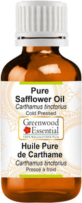 Greenwood Essential Safflower Oil (Carthamus tinctorius) | Cold Pressed | Natural | Undiluted | For Diluting Essential Oils | For Skin & Massage | Men & Women | 15ml (0.50 oz)