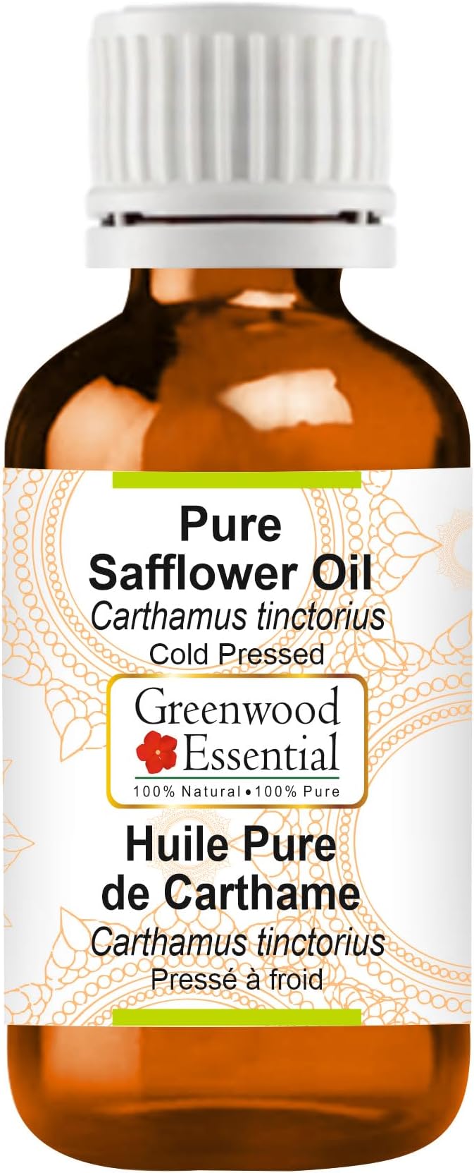 Greenwood Essential Safflower Oil (Carthamus tinctorius) | Cold Pressed | Natural | Undiluted | For Diluting Essential Oils | For Skin & Massage | Men & Women | 15ml (0.50 oz)