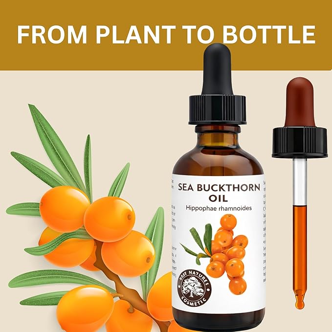 Best Nature's Cosmetics Sea Buckthorn Berry Oil – 100% Pure, Cold-Pressed & Unrefined – For Skin, Hair & Cosmetic Use – Made in Canada – 2 fl oz / 60 ml