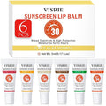 VISRIE SPF 30 Sunscreen Lip Balm 6 Pack,Clear SPF Lip Gloss UVA/UVB Sun Protection, Moisturizing Lip Sunscreen with Vitamin E and Shea Butter, Travel Sunscreen for Lips