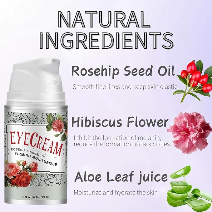 Evolvique Rosehip Under Eye Cream for Dark Circles - Eye Cream Anti Aging - Anti Wrinkle eye cream for Puffiness and Bags Under Eyes - Firming Eye Serum for Women - Best Under Eye Treatment for Bags