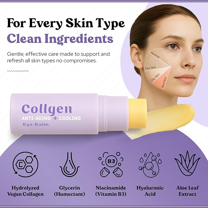 Bella Bliss Collagen Eye Balm Stick for Dark Circles, Puffiness & Wrinkles – Cooling Under Eye Cream with Collagen, Anti-Aging & Hydrating Formula – Made in Korea - 0.35 oz / 10 g - Pack of 2