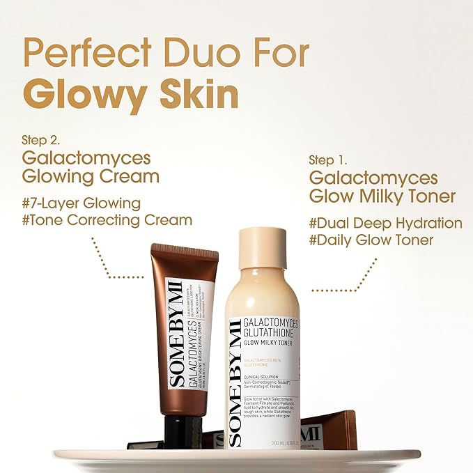 SOME BY MI Galactomyces Glutathione Glow Milky Toner - 6.76Oz, 200ml - Hydrating Korean Milky and Rice Toner with Glutathione & Vitamin C for Smooth, Radiant Skin - Korean Skin Care