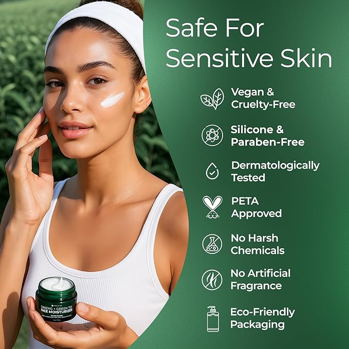 Tree To Tub Hydrating Face Moisturizer for Dry & Sensitive Skin - Water Based Hyaluronic Acid Facial Moisturizer, Moisturizing Face Cream for Women & Men w/Organic Aloe, Green Tea, Natural Ginseng