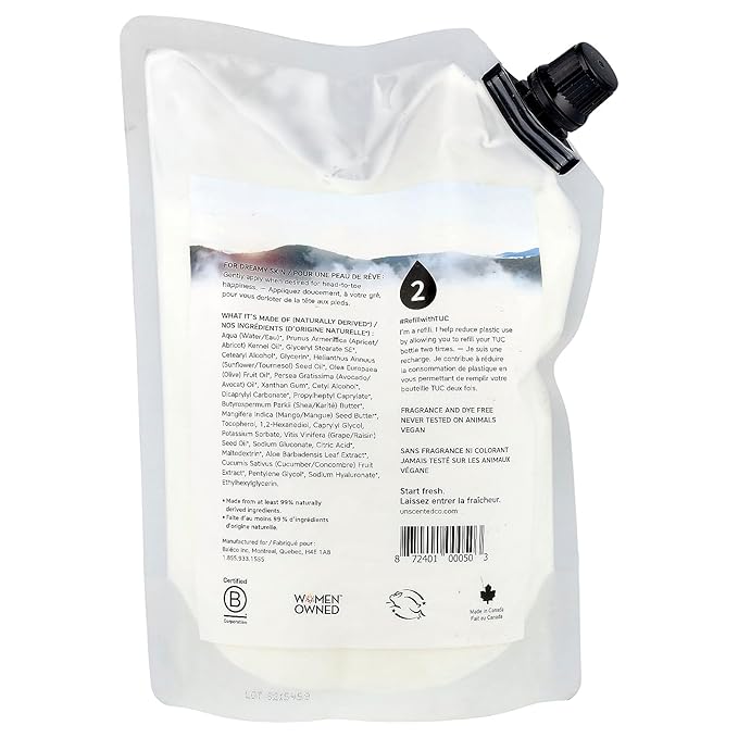 The Unscented Company Lotion, Hands + Body, Refill, Fragrance Free, 33.8 fl oz (1 l)
