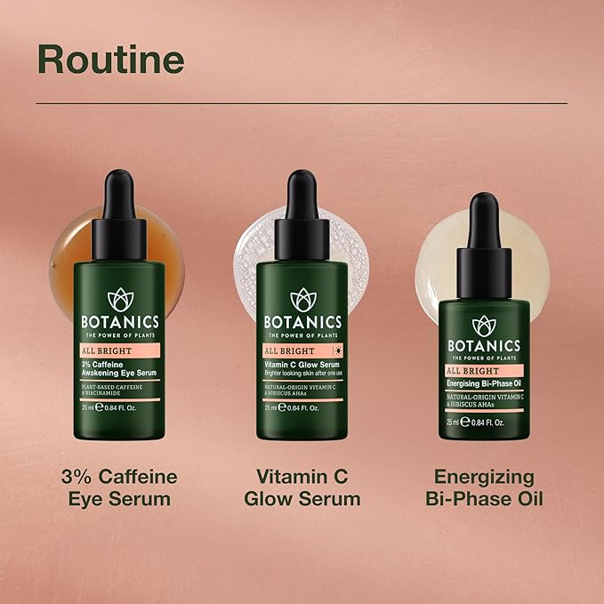 Botanics Vitamin C Face Serum - All Bright Glow Serum with Natural-Origin Vitamin C - Encourage Brighter, More Even-Looking Skin - Vegan & Cruelty-Free Skin Care - Pair with Sunscreen (1 Fl Oz)