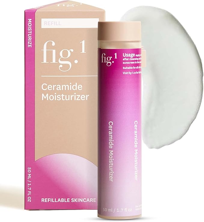 Fig.1 Ceramide Face Moisturizer Refill for Women | Hydrating Daily Facial Moisturizer with Peptides, Hyaluronic Acid & Squalane | Lightweight, Non Comedogenic, Fragrance Free, Refillable | 1.7 fl oz