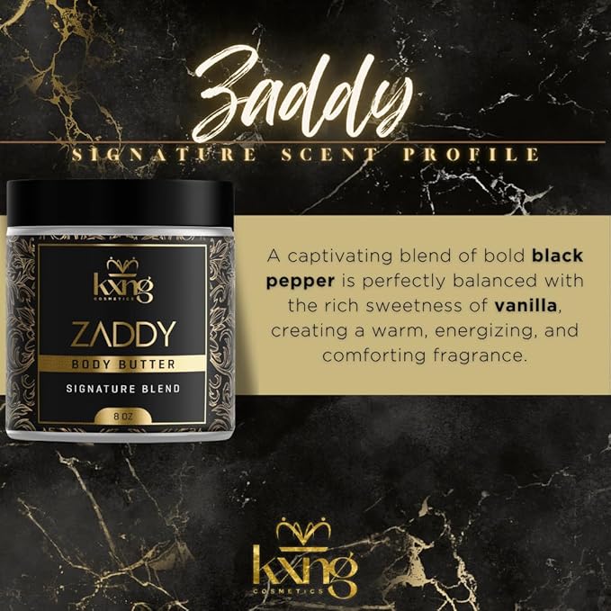 KXNG Cosmetics Organic Shea Body Butter Cream – 8oz | Deep Hydrating Body Butter for Men & Women with Shea, Cocoa, Mango & Coconut Oil | Moisturizer for All Skin Types, Hands & Feet – Zaddy XL