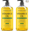 Majestic Pure Vitamin E Oil 8 Fl Oz - 100% Pure and Natural- Cold Pressed & Hexane Free Natural Hair Growth Oil for Eyelashes, Eyebrows, Skin, Body, Face, Nails & Scalp (Pack of 2)