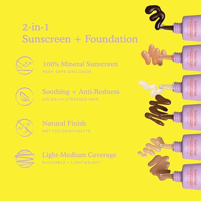 Tower 28 SunnyDays SPF 30 Tinted Moisturizer - 2-in-1 Buildable Coverage Foundation + Mineral Sunscreen for Face - Zinc Oxide, Aloe & Prickly Pear for Sensitive Skin - 20 Light/Golden Neutral (1 oz)