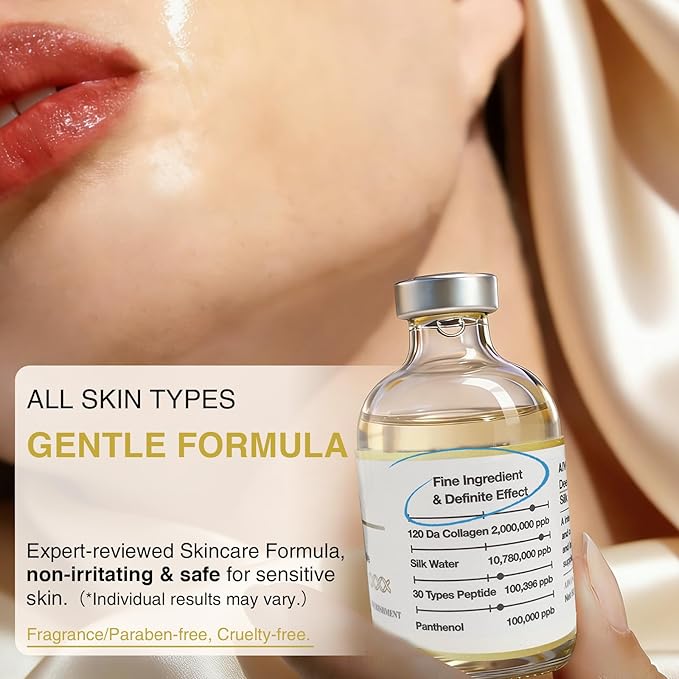 Silk Peptide Intensive Lifting Serum with Copper Peptides, Deep Collagen Ampoule, Korean Skin Care Anti Aging Serum for Face Tightening, Smoothing, Hydrating, 1.69 fl oz
