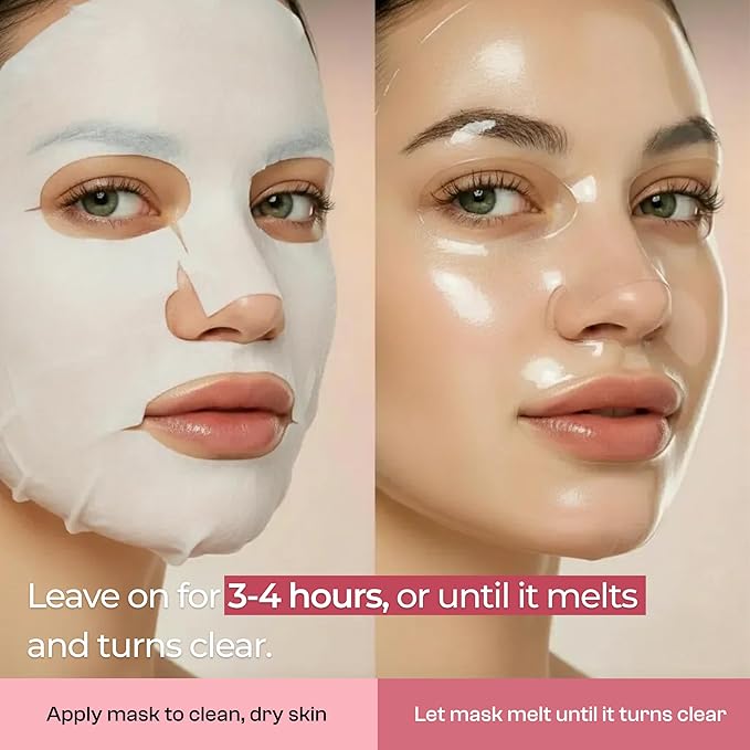 Hydrogel Collagen Face Mask – Overnight Hydrating & Firming Treatment for Dry or Mature Skin – Dermatologist Tested, Anti Aging Korean Skin Care, Vegan, Clean Beauty – Pack of 5