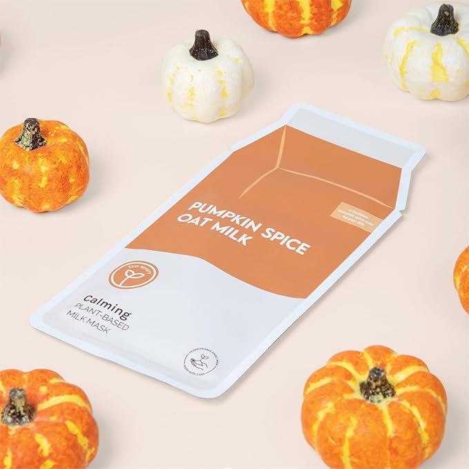 ESW Beauty Pumpkin Spice Oat Milk – Calming Plant-Based Milk Face Mask (6-Pack) – Pumpkin Extract for Dry, Sensitive Skin – Soothes, Reduces Oil & Fights Breakouts