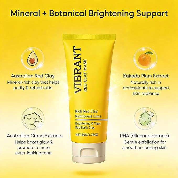 Australian Red Clay Mask – Mineral-Rich Detox Mud Mask with Kakadu Plum, Desert & Rainforest Lime Extracts (1)