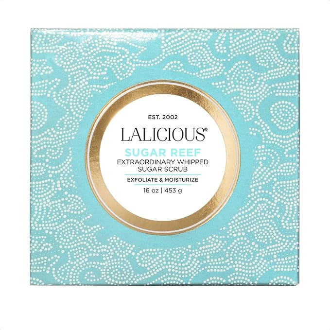 LALICIOUS Sugar Reef Moisturizing Body Scrub - Cane Sugar Body Exfoliating Body Scrubs with Coconut Oil & Honey, No Parabens (16oz)