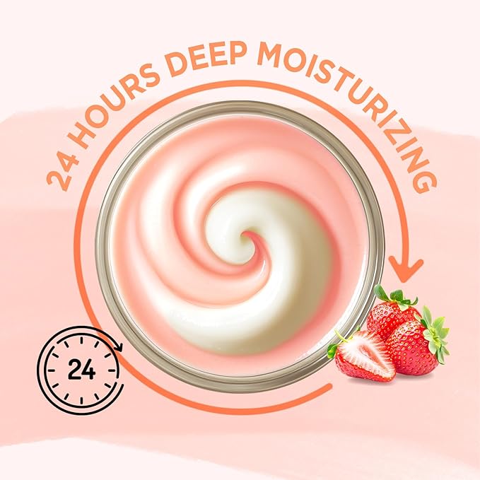 Strawberry Whipped Shea Body Butter, Natural Whipped Shea Butter for Women Dry Skin, Strawberry Scent Body Care, Gentle Hydration with Long Lasting Moisture 6.8 floz