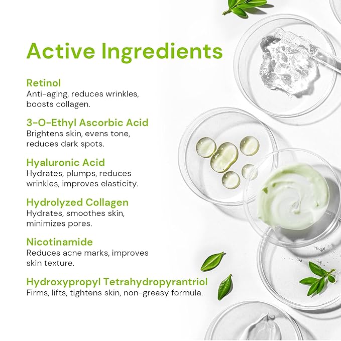 Retinol Serum for Face, Anti-Aging for Fine Lines, Wrinkles & Dull Skin, Hydrating & Gentle Formula with Peptides, Hyaluronic Acid & Niacinamide, Beginner-Friendly Night Skincare for Women, 1.0 fl.oz