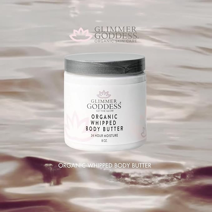GLIMMER GODDESS Organic Whipped Body Butter, All-Natural Moisturizing, Anti-Aging & Brightening, Made with Organic Shea Butter, Coconut Oil, Cocoa Butter, Essential Oils, Citrus Crush