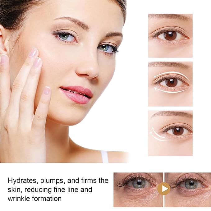 Vegan Collagen Eye Cream with Cooling Roller - Peptide & Triple Hyaluronic Acid Gel Serum to Reduce Dark Circles, Fine Lines & Puffiness, Improve Elasticity, Nourish Under Eye Area