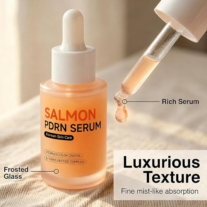 Salmon DNA PDRN Peptide Serum, stem cell serum for face with salmon dna, korean skin care for sensitive skin,deep hydration&moisturizing,fast-absorbing(Unscented,1.01 fl.oz.,30ml)