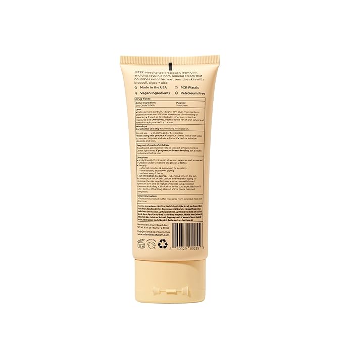 Miami Beach Bum, Bodyguard SPF30 UVA/UVB Silky & lightweight with a sheer, no‑white‑cast finish. Broccoli, aloe & algae, Fragrance‑free & gentle for sensitive skin 3.4oz
