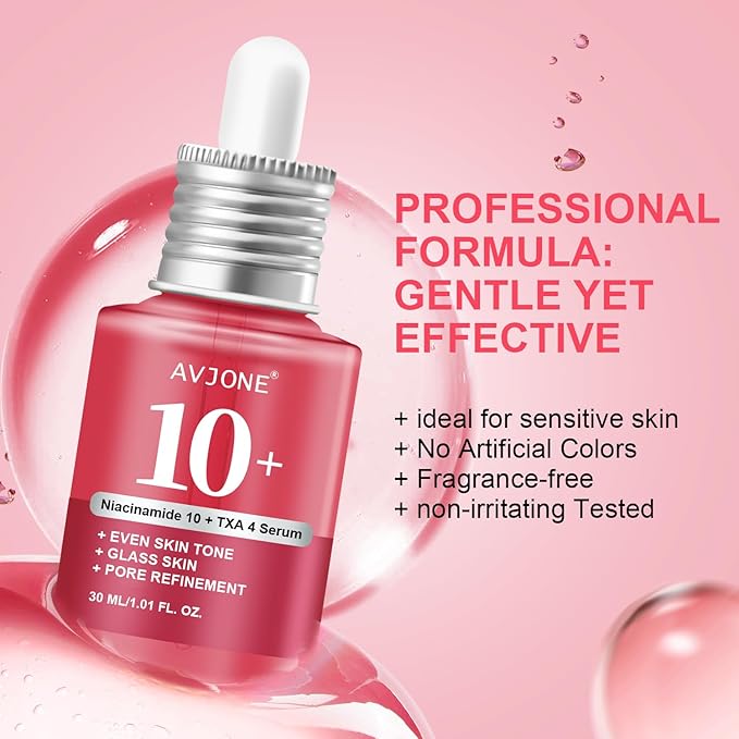AVJONE Niacinamide 10 + TXA 4 Serum, Niacinamide Serum for Face – Glass Skin, Clarifying & Radiant Complexion, Vegan, Paraben-Free, Fragrance-Free, Cruelty-Free (30 ml / 1.01 fl. oz)