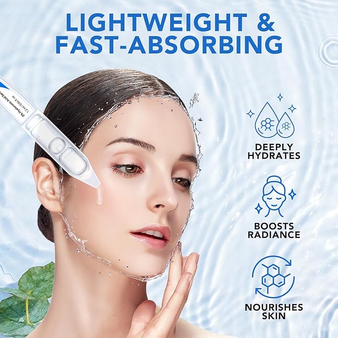 60PCS Ultra Hydrating Hyaluronic Acid Serum Tubes,3% Percent Hyaluronic Acid Moisturizer for Face & acne & scars,Single Use,Intensive Moisturizing, Skin Tightening, Emergency Repair, Anti-Aging
