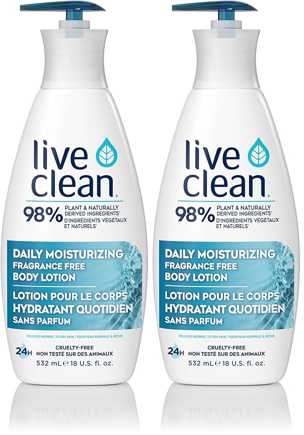 Live Clean Daily Moisturizing Body Lotion, Fragrance Free, 18 Fl Oz (Pack of 2)