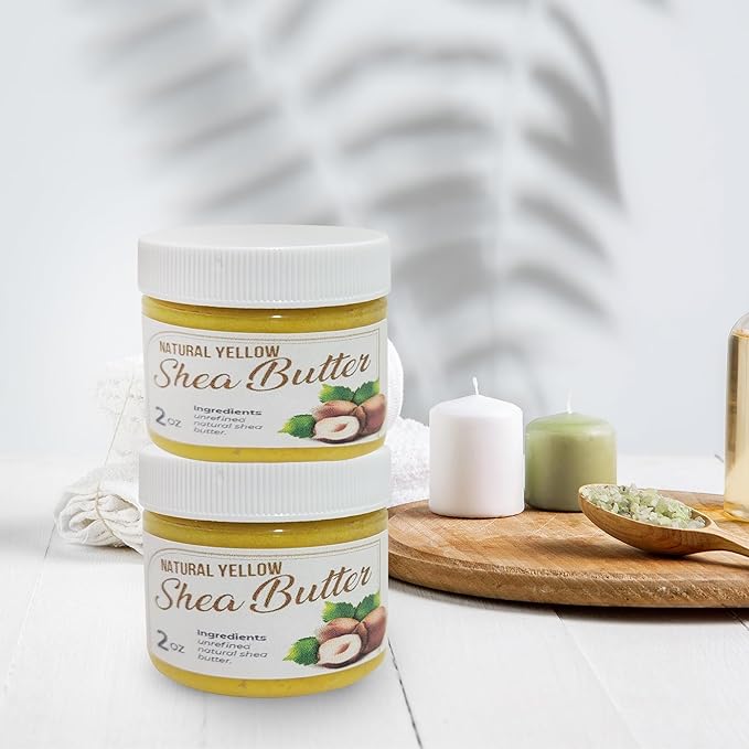 Raw African Shea Butter Travel Size – 2 oz Pure Unrefined Shea Butter for Skin, Hair & Face – Traditional – Plant-Based Body Cream for Dry, Rough Areas - Yellow
