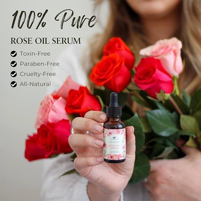 Baja Basics Rose Oil for Face, Rose Essential Oil, Face Serum for Skin, Hair and Nails, Unrefined Moisturizer, Hydrating Skincare Product 1 oz
