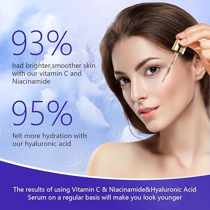 Hyaluronic Acid Face Serum,Vitamin C Facial Serum,Niacinamide Serum,Facial Skin Care Set Serum for Plumping,Anti-Aging/Wrinkle,Brightening,Ultra-Hydrating Hyluronic Acid Serum- Pack of 3,All Skin Type