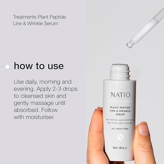 Natio Plant Peptide Line and Wrinkle Serum, 1 oz - Anti Aging Serum - Rejuvenating Face Serum - Daily Serum for Face to Revitalize Skin Texture