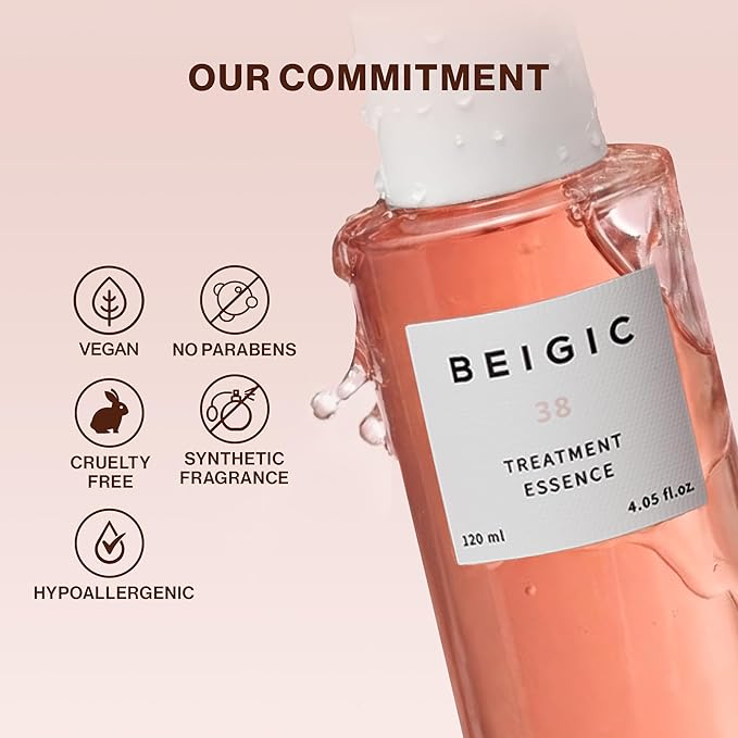 BEIGIC Treatment Essence - Hydrating Face Essence for Radiance & Smooth Skin Texture with Vegan Peptides & Niacinamide for Glass Skin (4.05 Fl. Oz)