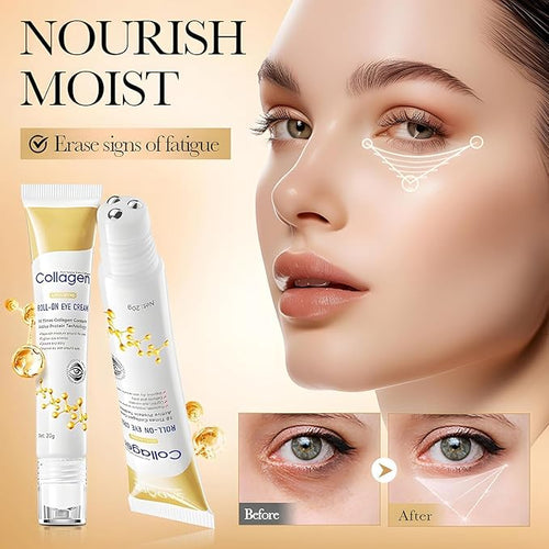 Age Correcting Eye Cream, Anti-Aging Hyaluronic Acid, Collagen & Caffeine Reduce Wrinkles, Dark Circles & Under Eye Puffiness, Lift, Firm & Brighten Eyes, Ice Roller For Under Eye Bags And Puffy Eyes