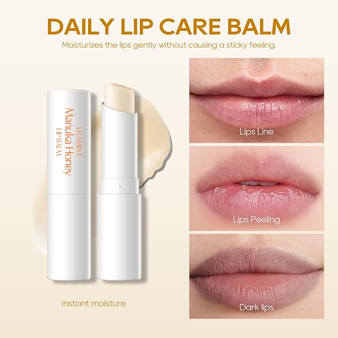 KYDA 3 Pcs Vitamin E Moisturizing Lip Balm, Deep Hydrating Tinted Lip Balm, Reduce Fine Lines, Daily Lip Moisturizer for Dry Cracked Lips, Colorless Finish