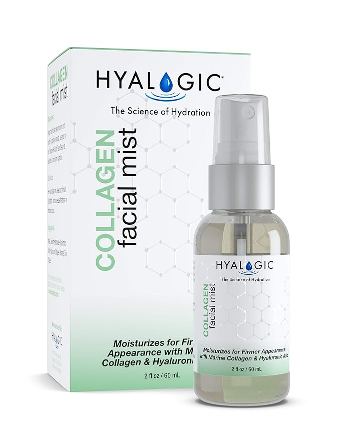 Hyaluronic Acid Collagen Facial Mist—Moisturizer Spray, Non-greasy Hydrating Primer & Makeup Setting Spray – Dye, Fragrance, & Cruelty-Free (2 oz)
