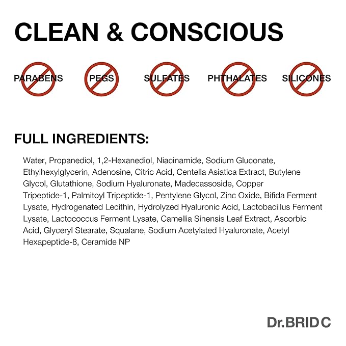 Dr.BRID C Moisture Hydrating Face Toner - Peptide Toner with Centella & Hyaluronic Acid, Helps Restore pH Balance & Refine Texture for Sensitive Skin, Alcohol-Free & Fragrance-Free, 6.76 fl.oz.