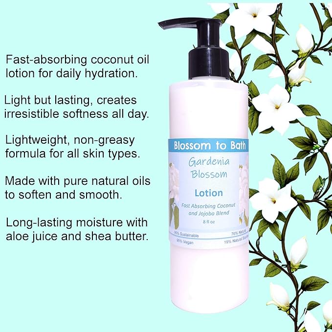 Gardenia Blossom Lotion (8 Ounce) - Phthalate Free Fragrance - Absorbs Quickly with a Rousing Floral Scent