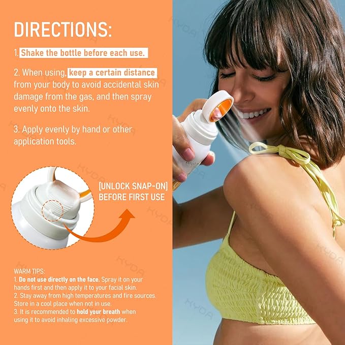 KYDA Reef Safe Sunscreen Spray, SPF 50 Body Sunscreen Infused with Vitamin E, 360° Mist, Lightweight Non-Greasy, Water Resistant, UV Protection for Face and Body, 5.07 fl oz