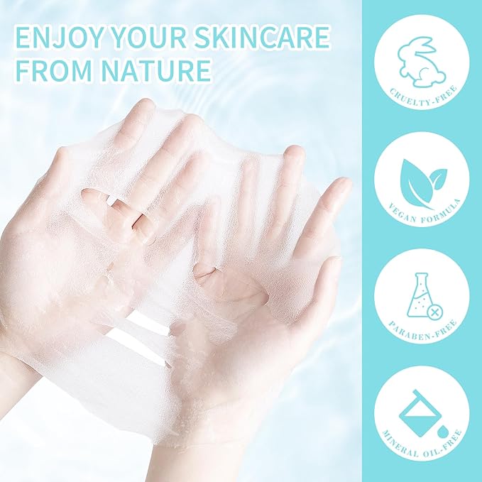 Face Masks Skincare, Pack of 5 Sheet Masks, Hydrating Facial Mask for All Skin Types, Deep Hydration, Balance Skin Water & Oil, Soothing, Cactus