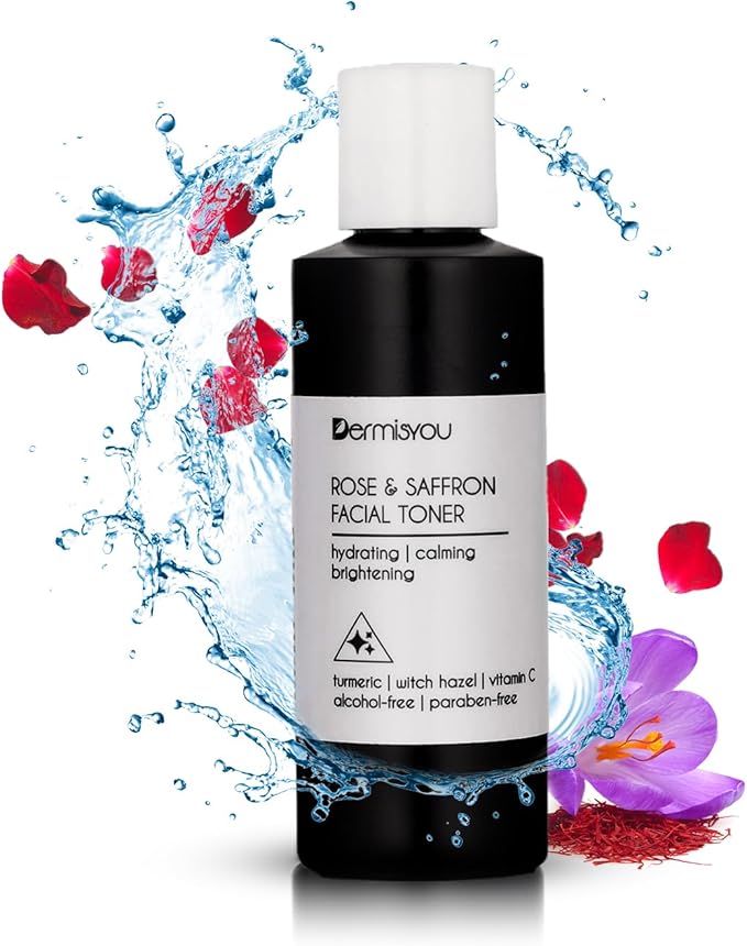 Facial Toner with Saffron & Rose Water | Cleansing, Hydrating, Calming, Brightening | Removes Dirt & Oil | Fights Acne, Clears Pores | Alcohol-Free Toner for a Refreshed, Beautiful Look | 4 oz
