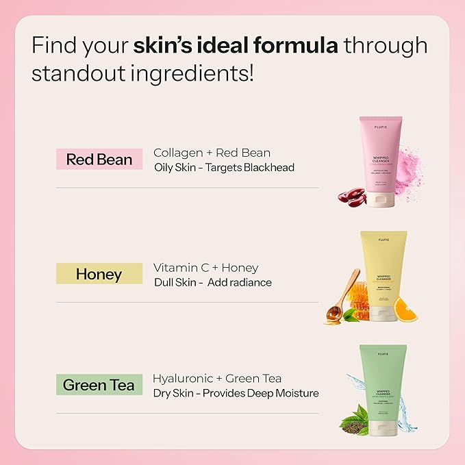 Whipped Facial Cleanser with Collagen & Red Bean – Gentle Exfoliating, Hydrating & Brightening for Smooth Skin – Dermatologist Tested, Anti-Aging, Korean Skin Care – Clean Beauty – 4.4 Oz