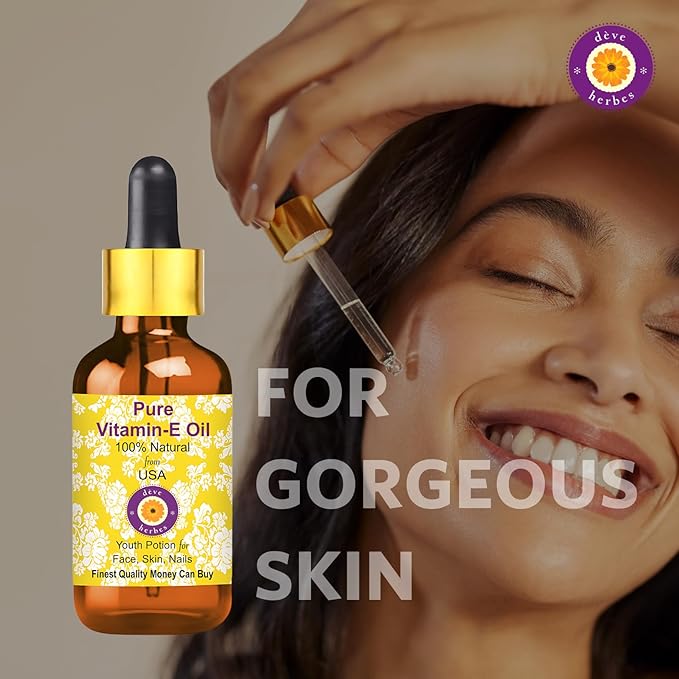 Deve Herbes Vitamin E Oil | Traditionally Extracted | Pure | Non-Sticky | Lightweight | For Skin, Hair & Nails | All Skin Types | Men & Women | 30ml X 2