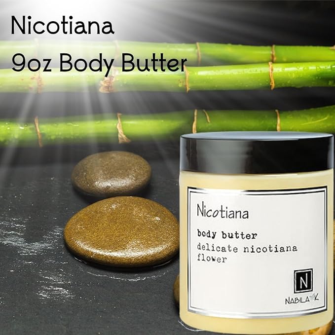 Nabila K Body Butter - Daily Moisturizer for Body Care - Skin Hydrating Deep Moisturizing - Natural Ingredients - Nicotiana- 9 oz