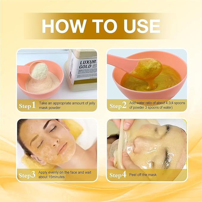 Jelly Mask for Facials Professional, Hydrating & Moisturizing Peel-Off Natural Gel Face Mask SkinCare, Professional Spa Use Jelly Face Masks, Deep Hydration & Glow 23 Fl Oz (24K Gold)